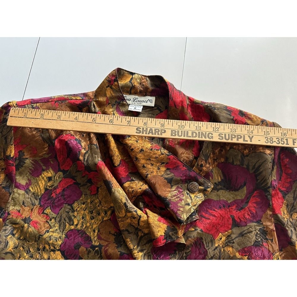 VTG Chic Top Office Secretary Eva Laurel Floral Blouse Career Sz 6 - Picture 12 of 16